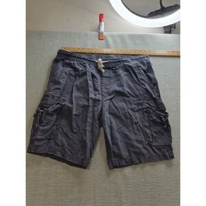 Union Utility Cargo Shorts Mens XL Navy Blue Linen Drawstring Hiking Camping